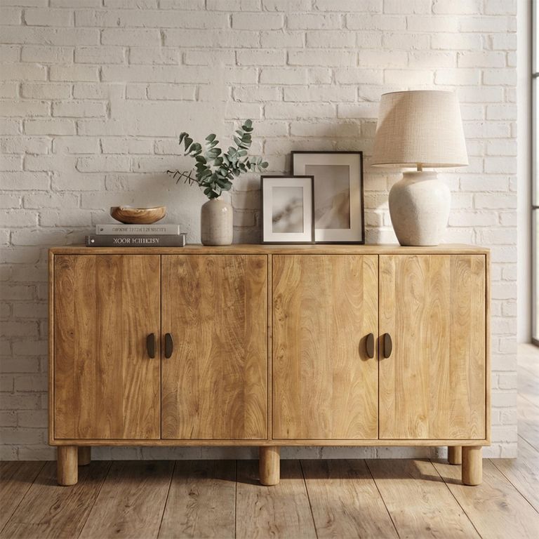 Square Sideboard - 4 Door - Large - Natural - Mango Wood