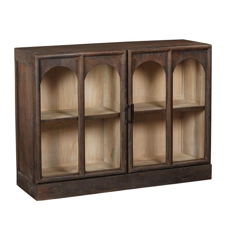 Beau Sideboard - 2 Door - Medium - Rustic Brown - Glass and Mango Wood