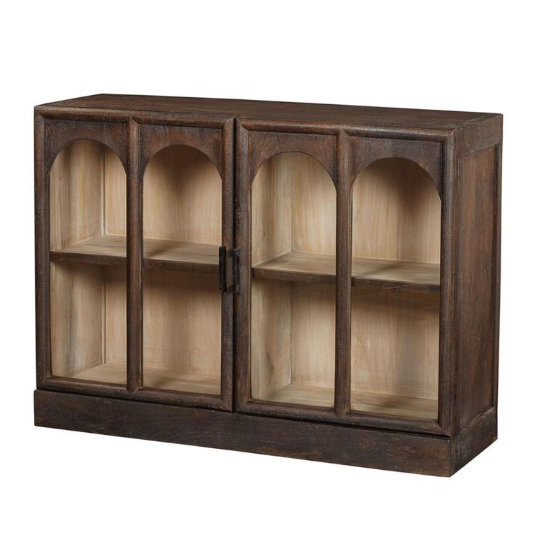 Beau Sideboard - 2 Door - Medium - Rustic Brown - Glass and Mango Wood