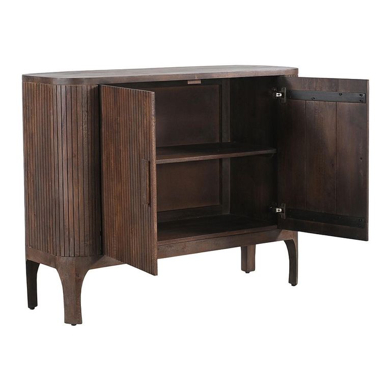 Curved Fluted Sideboard - 2 Door - Small - Brown - Wooden