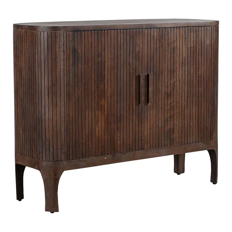 Curved Fluted Sideboard - 2 Door - Small - Brown - Wooden