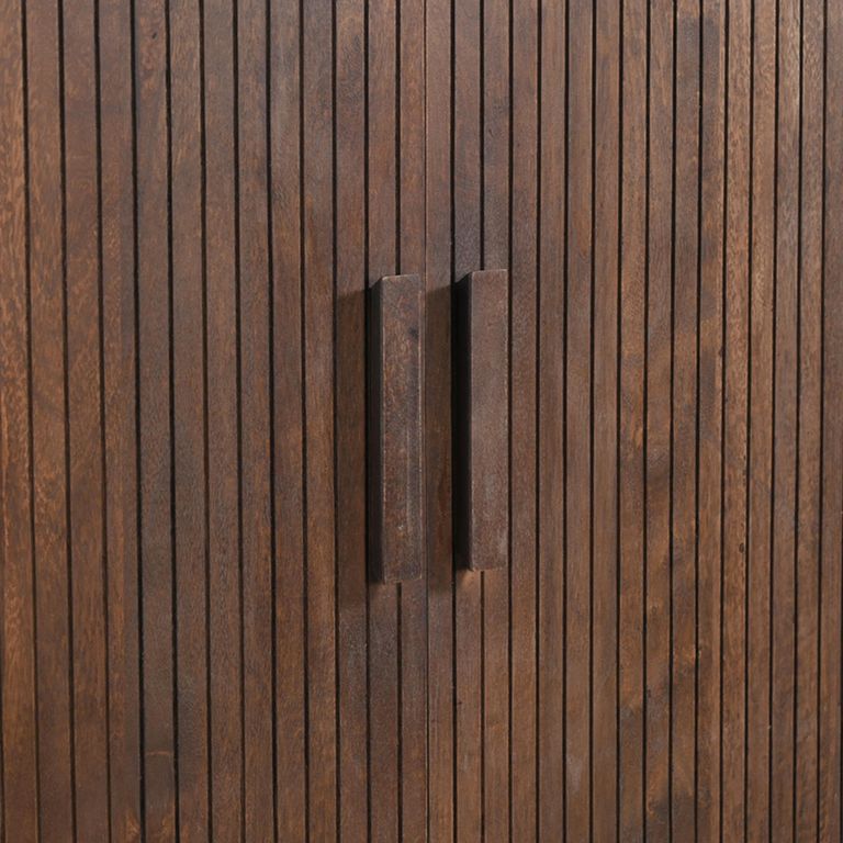 Curved Fluted Sideboard - 2 Door - Small - Brown - Wooden