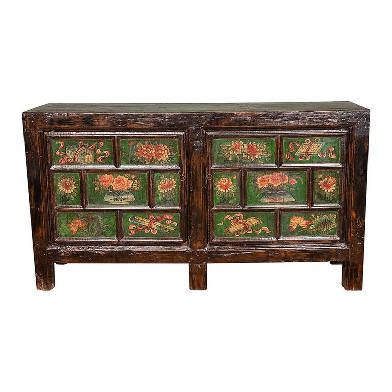 Hand Painted Sideboard - 2 Door - Large - Antique Brown - Distressed Wooden