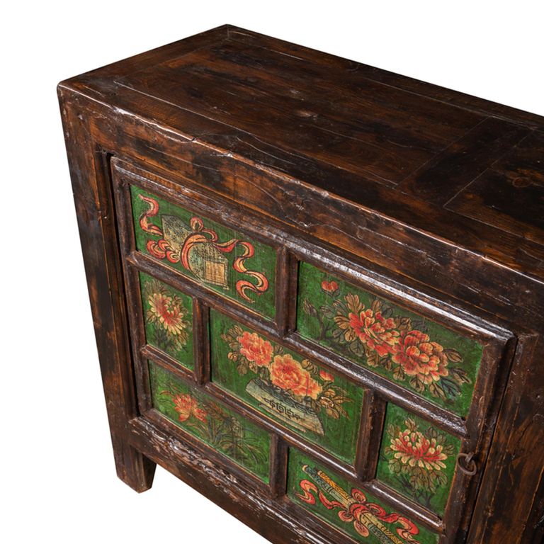 Hand Painted Sideboard - 2 Door - Large - Antique Brown - Distressed Wooden