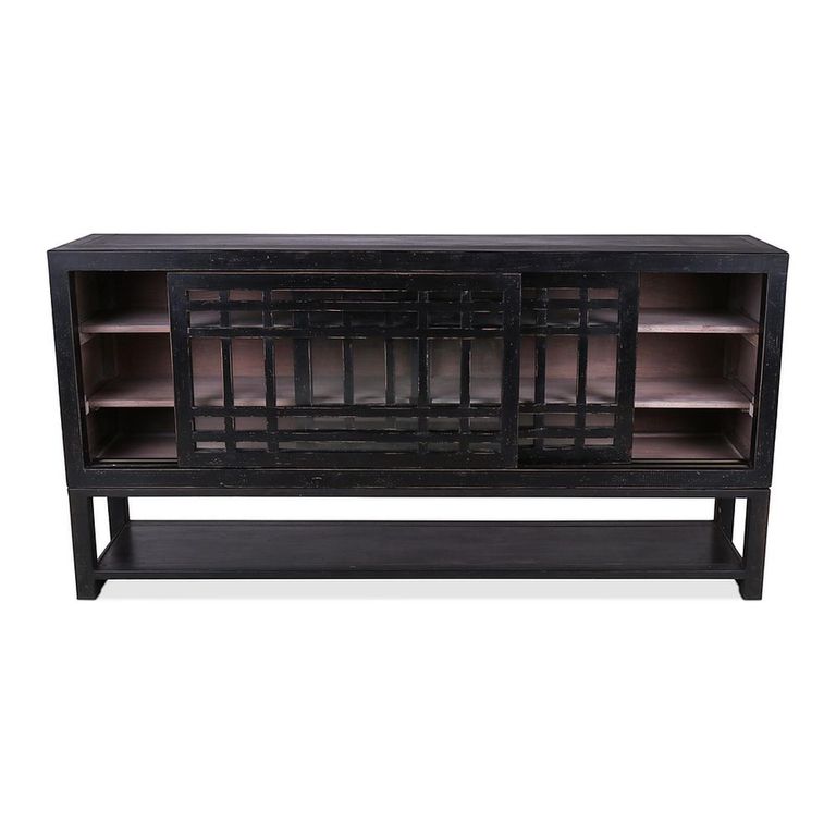 Murano Sideboard - 2 Sliding Door - Large - Black - Pine Wood