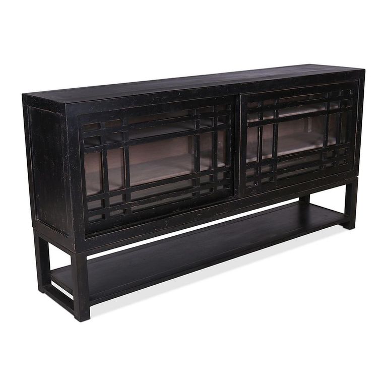 Murano Sideboard - 2 Sliding Door - Large - Black - Pine Wood