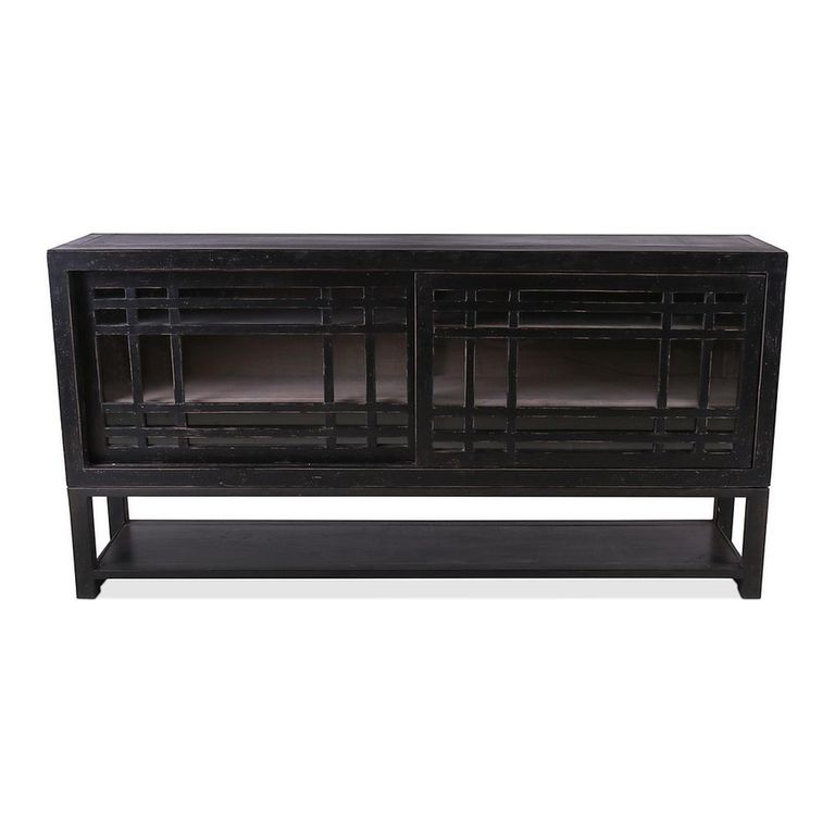 Murano Sideboard - 2 Sliding Door - Large - Black - Pine Wood