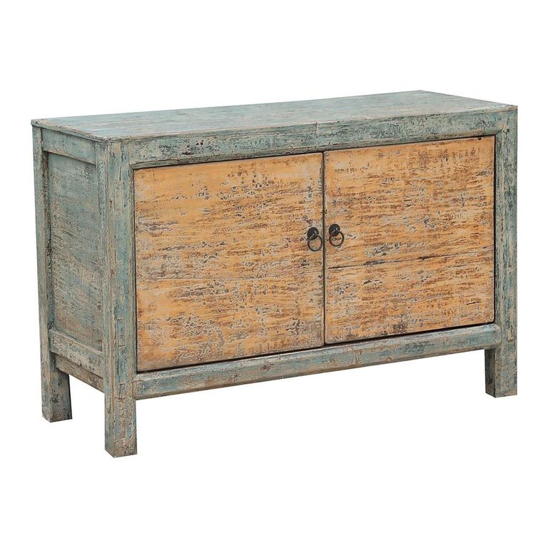 Sideboard - 2 Door - Small - Distressed Blue and Natural - Pine Wood
