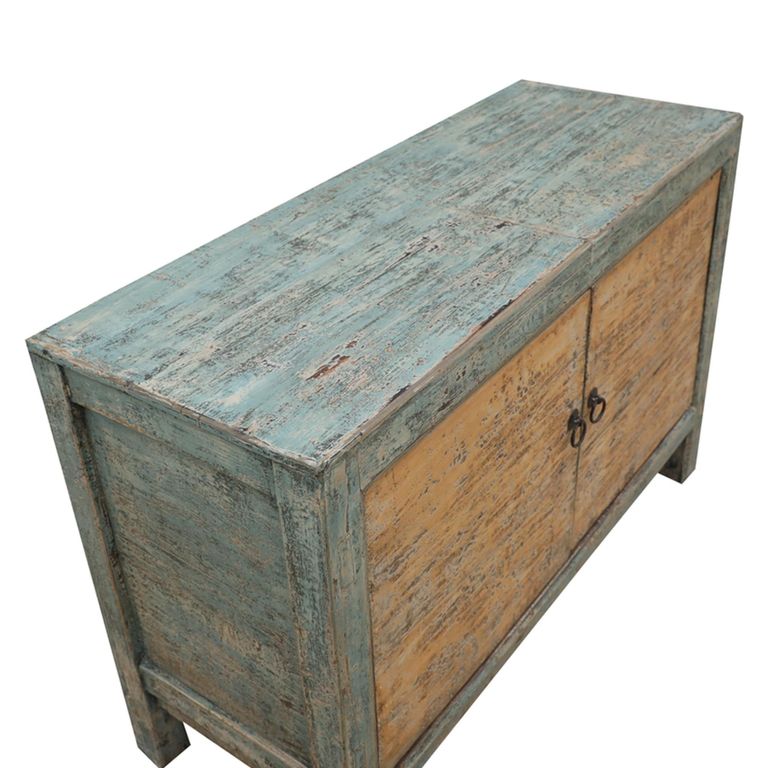 Sideboard - 2 Door - Small - Distressed Blue and Natural - Pine Wood