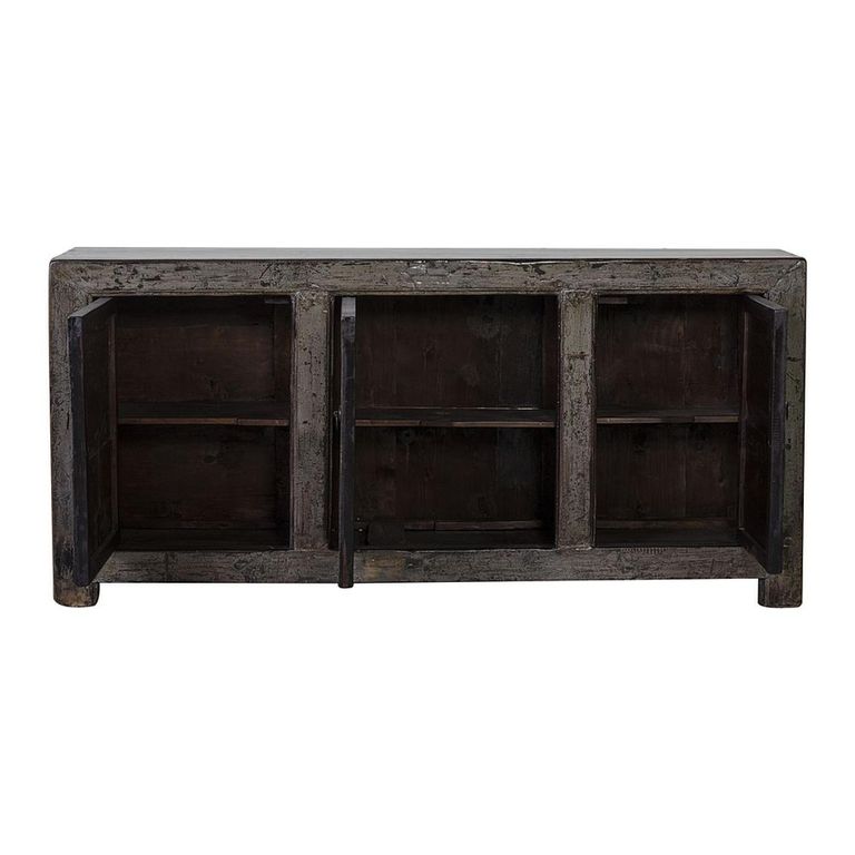 Chinese Sideboard - 3 Door - Extra Large - Distressed Antique Grey - Elm Wood