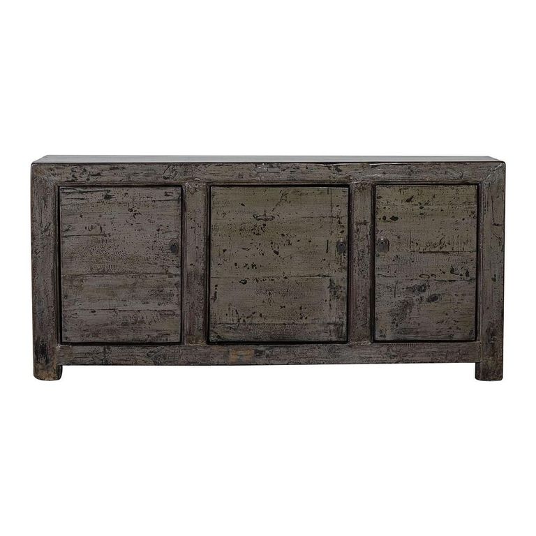 Chinese Sideboard - 3 Door - Extra Large - Distressed Antique Grey - Elm Wood