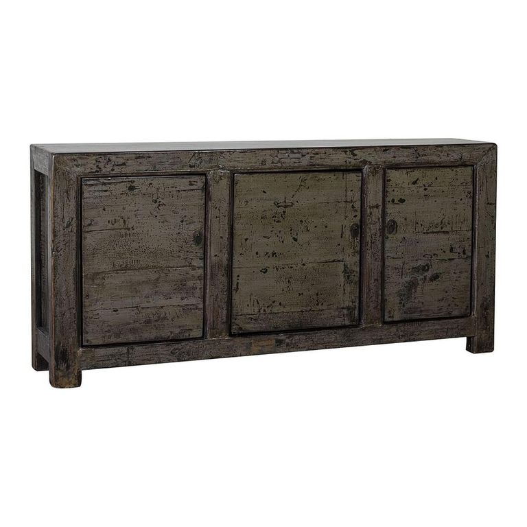 Chinese Sideboard - 3 Door - Extra Large - Distressed Antique Grey - Elm Wood