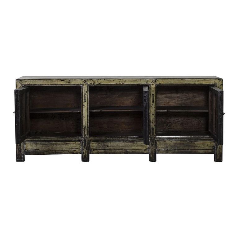 Chinese Sideboard - 3 Door - Extra Large - Distressed Green - Elm Wood