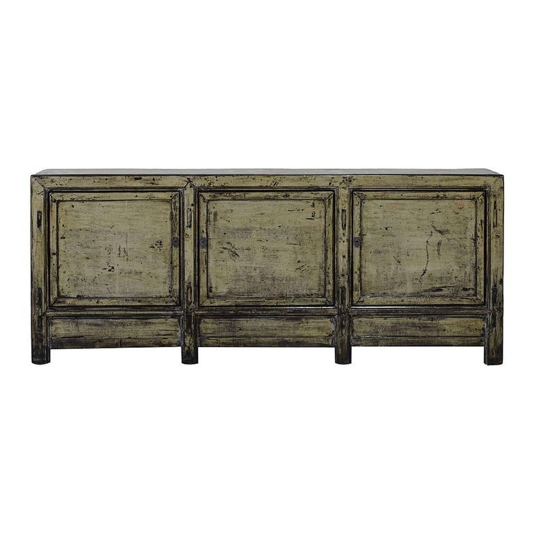 Chinese Sideboard - 3 Door - Extra Large - Distressed Green - Elm Wood