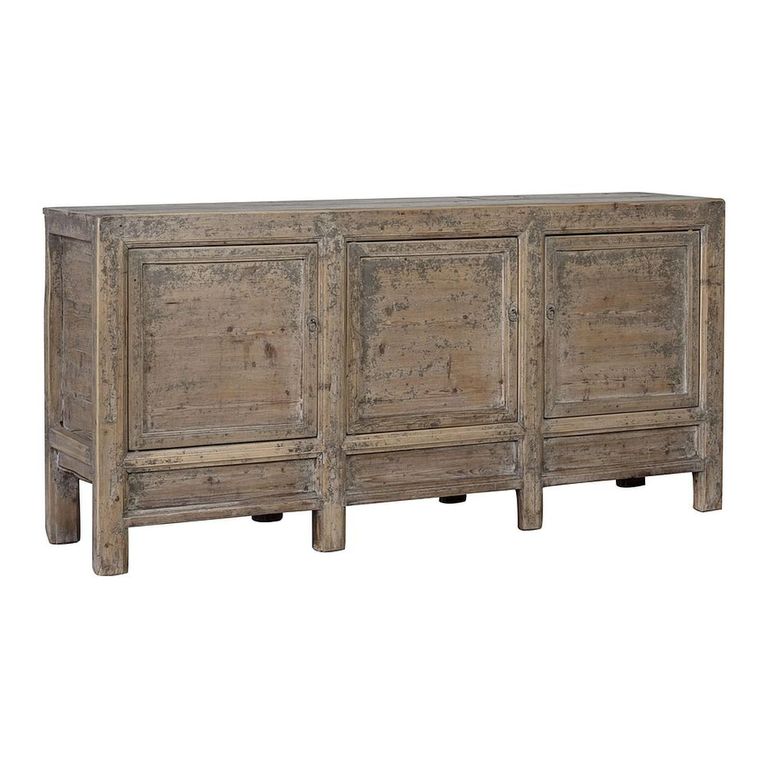 Chinese Sideboard - 3 Door - Extra Large - Distressed Grey - Elm Wood