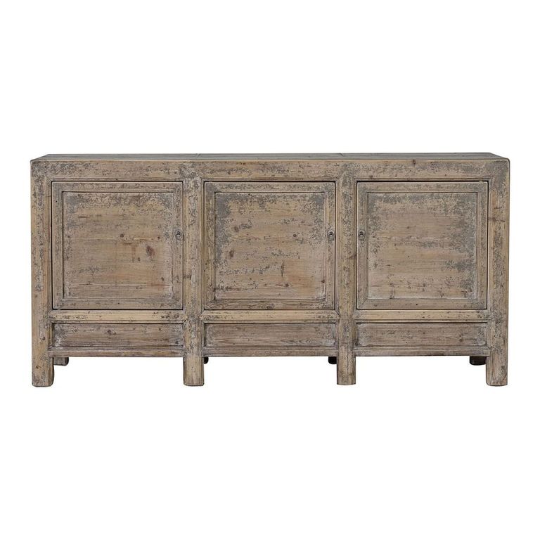 Chinese Sideboard - 3 Door - Extra Large - Distressed Grey - Elm Wood