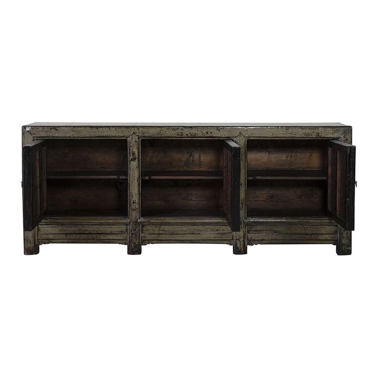 Chinese Sideboard - 3 Door - Extra Large - Distressed Olive Green - Elm Wood