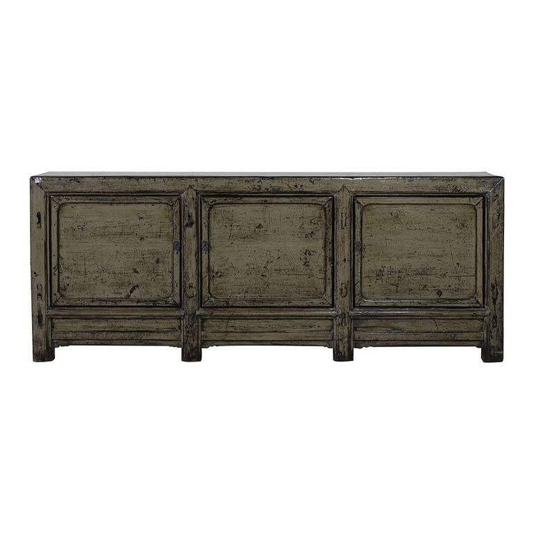 Chinese Sideboard - 3 Door - Extra Large - Distressed Olive Green - Elm Wood