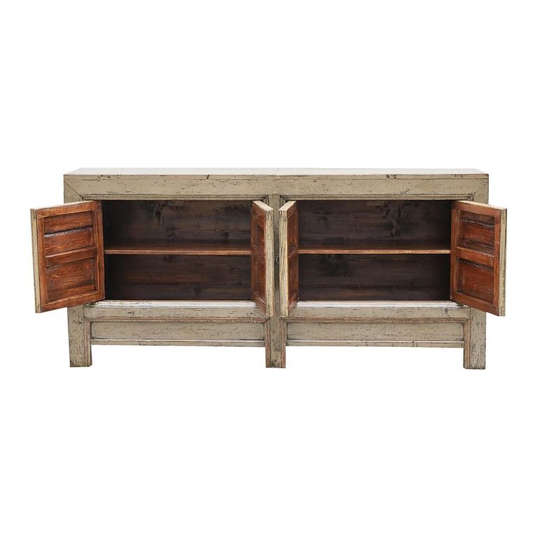Chinese Sideboard - 4 Door - Extra Large - Distressed Natural - Wood