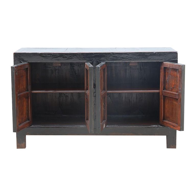 Sideboard - 4 Door - Medium - Distressed Black - Solid Wood