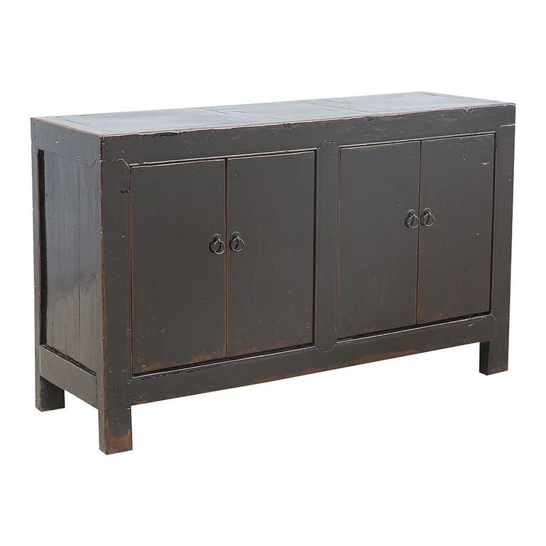 Sideboard - 4 Door - Medium - Distressed Black - Solid Wood