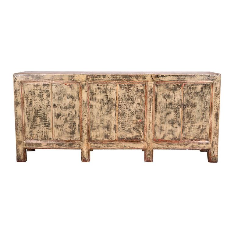 Chinese Sideboard - 6 Door - Extra Large - Distressed Rustic - Solid Wood