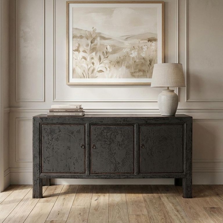 Distressed Sideboard - 3 Door - 158cm - Medium - Black - Wooden