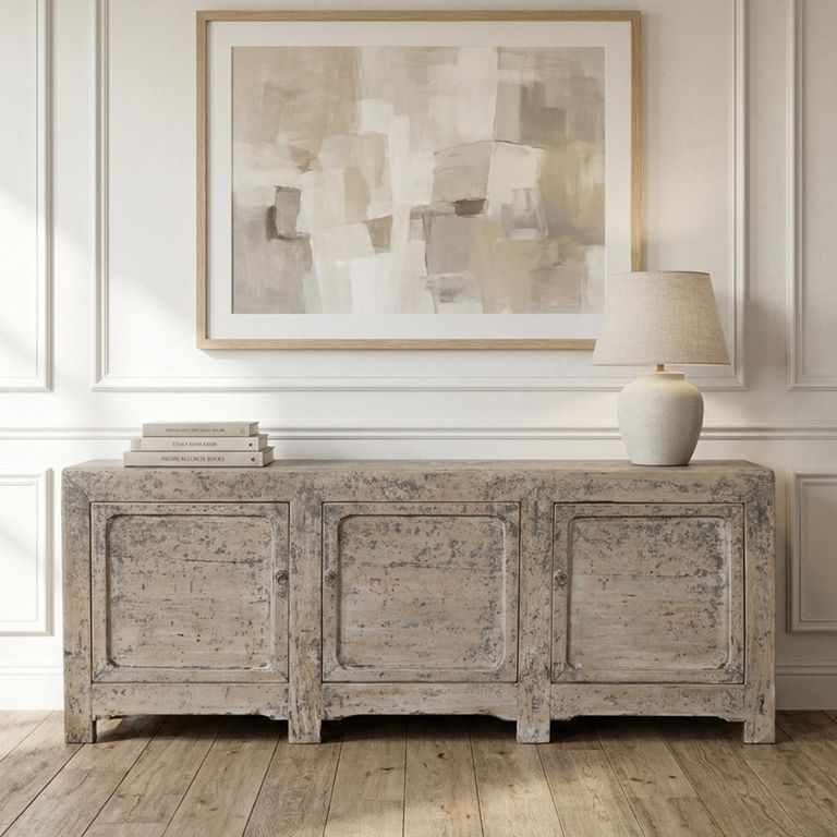Unique One of a Kind - Distressed Sideboard - 3 Door - 194cm - Extra Large - Natural - Elm Wood