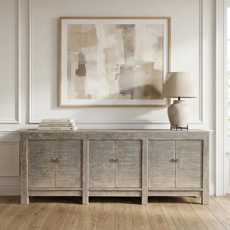 Distressed Sideboard - 6 Door - 236cm - Extra Large - Grey - Elm Wood