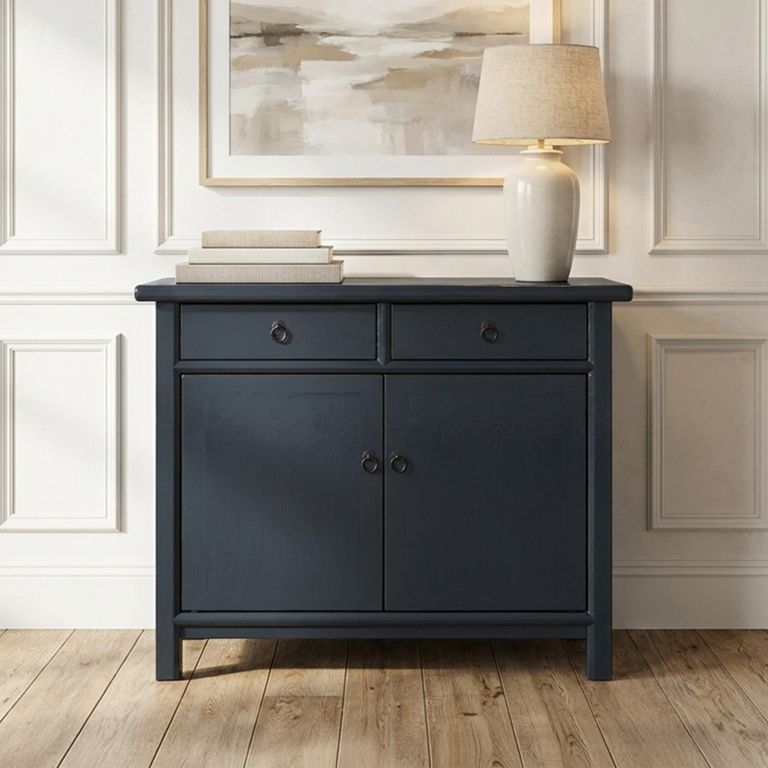 Sideboard - 2 Door 2 Drawer - 106cm - Small - Classic Black - Elm Wood