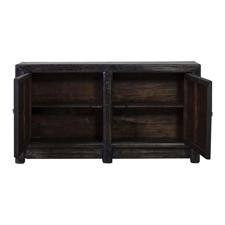 Distressed Sideboard - 2 Door - 154cm - Medium - Rustic Black - Elm Wood