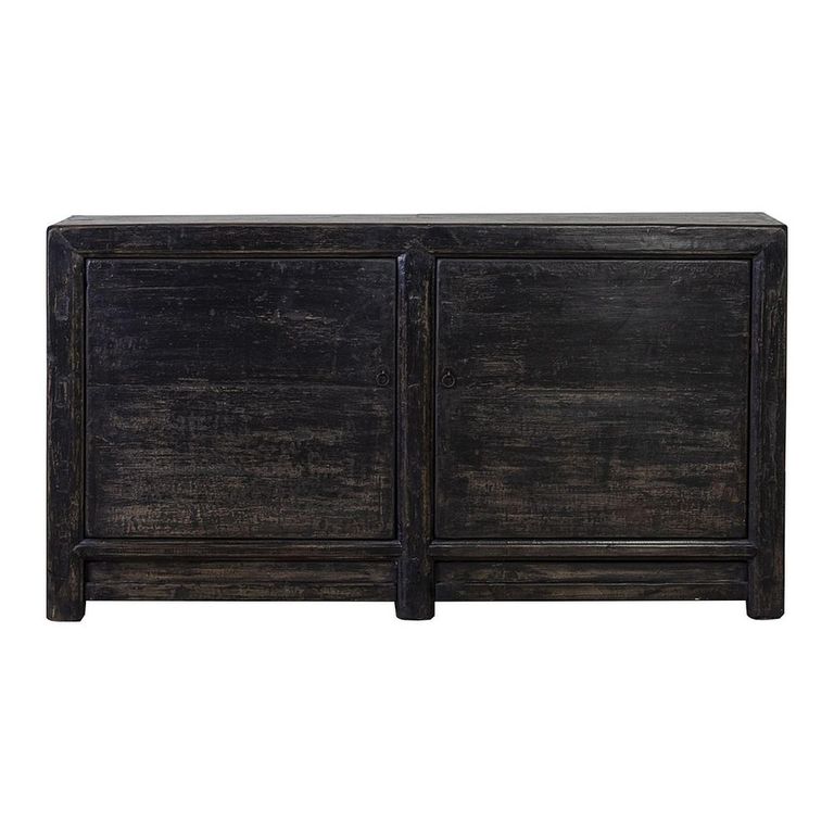 Distressed Sideboard - 2 Door - 154cm - Medium - Rustic Black - Elm Wood
