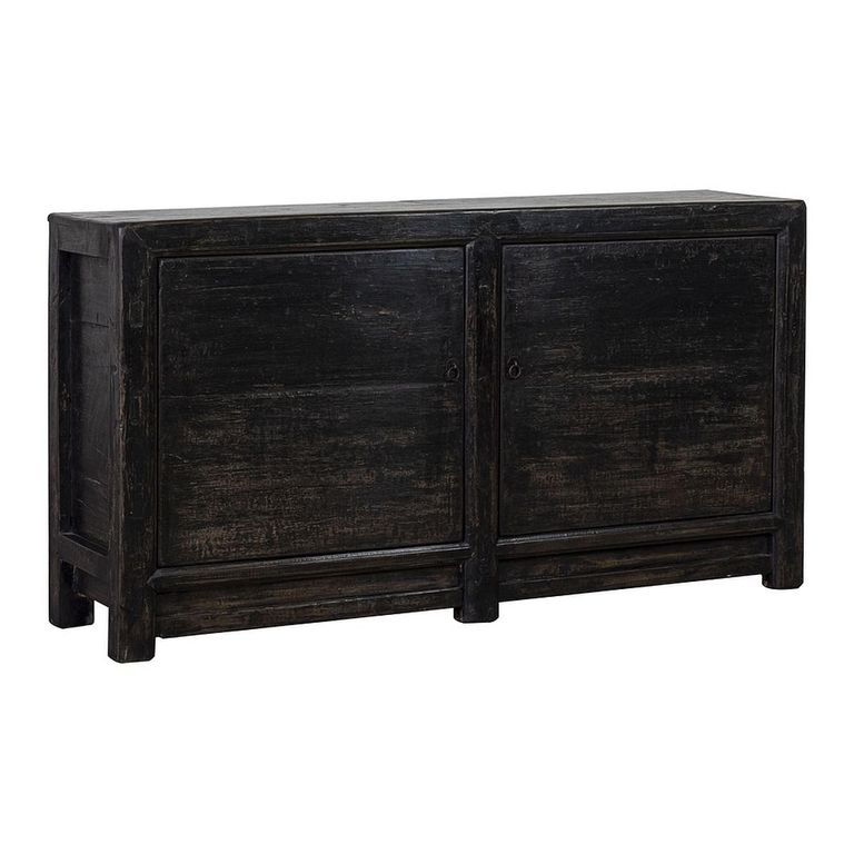 Distressed Sideboard - 2 Door - 154cm - Medium - Rustic Black - Elm Wood