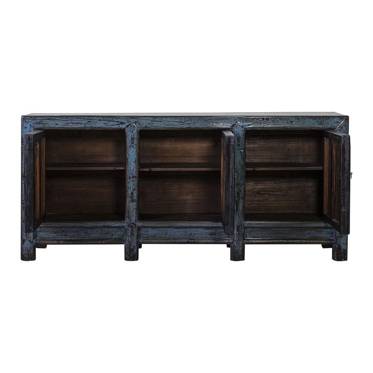 Distressed Sideboard - 3 Door - 202cm - Extra Large - Blue - Elm Wood