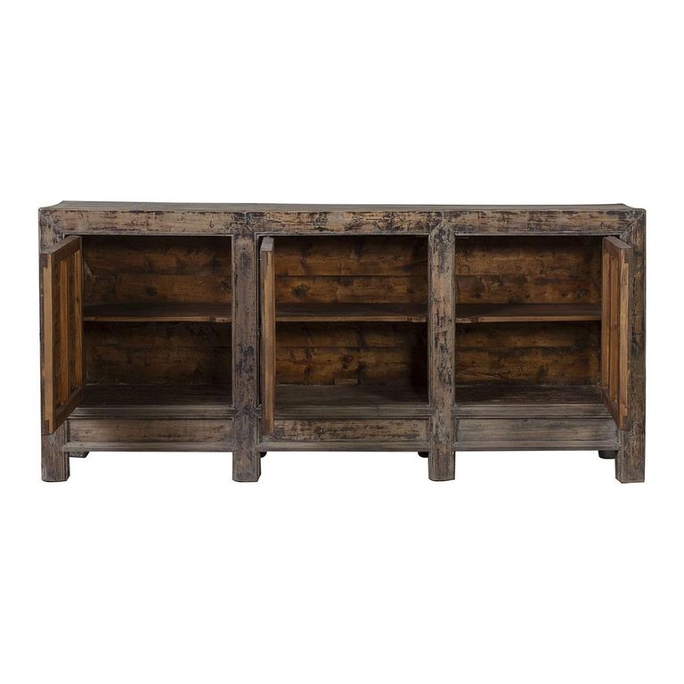Distressed Sideboard - 3 Door - 209cm - Extra Large - Brown - Elm Wood