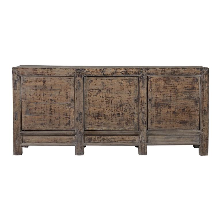 Distressed Sideboard - 3 Door - 209cm - Extra Large - Brown - Elm Wood