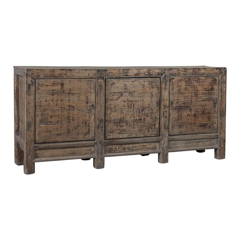 Distressed Sideboard - 3 Door - 209cm - Extra Large - Brown - Elm Wood
