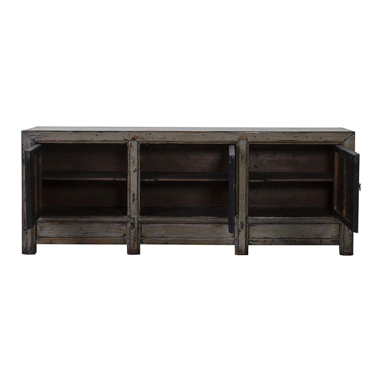 Distressed Sideboard - 3 Door - 224cm - Extra Large - Rustic Grey - Elm Wood
