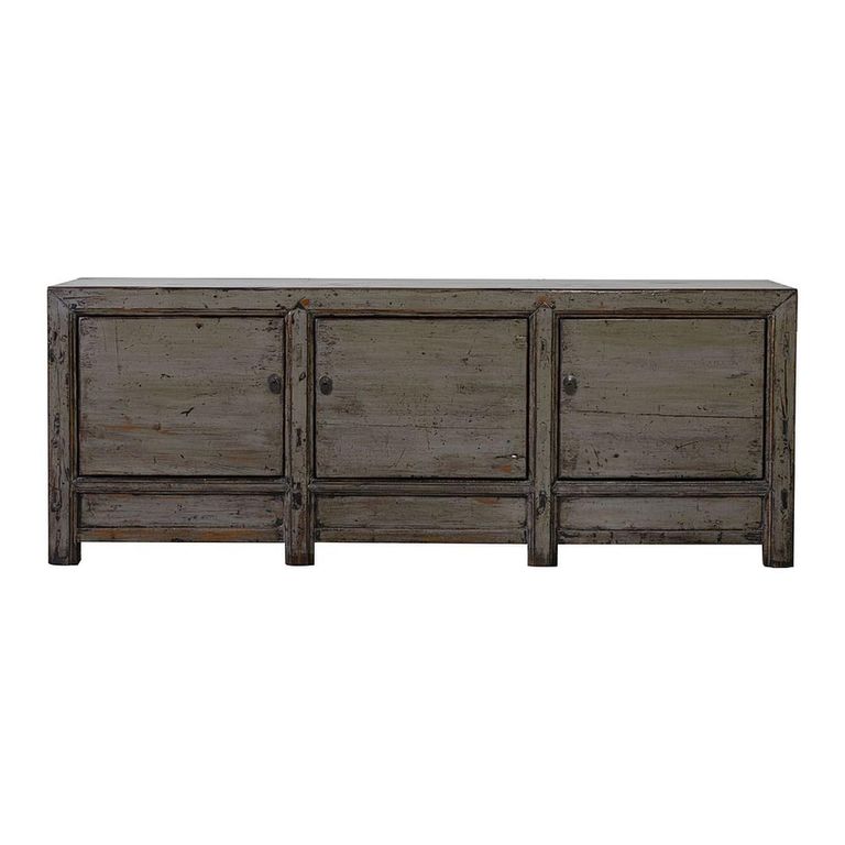 Distressed Sideboard - 3 Door - 224cm - Extra Large - Rustic Grey - Elm Wood