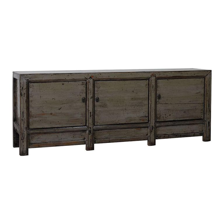 Distressed Sideboard - 3 Door - 224cm - Extra Large - Rustic Grey - Elm Wood