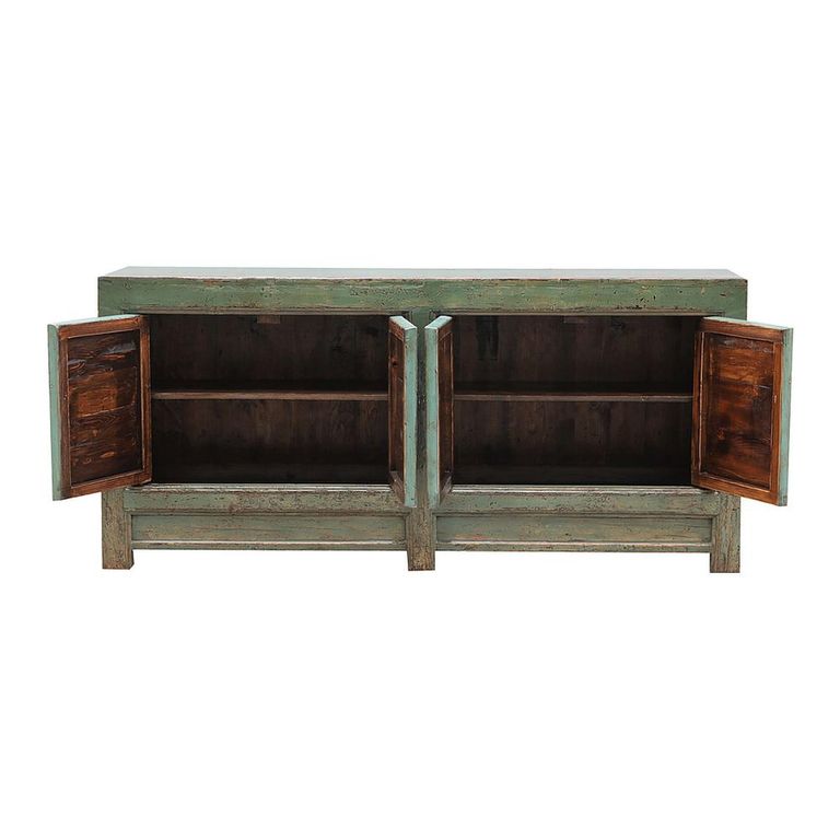 Distressed Sideboard - 4 Door - 190cm - Extra Large - Sage Green - Solid Wood