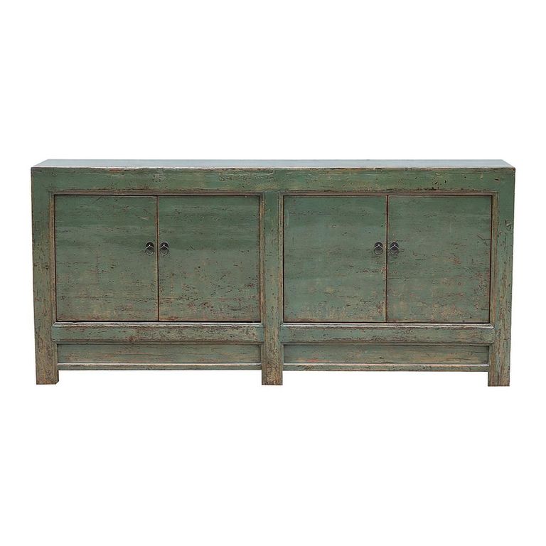 Distressed Sideboard - 4 Door - 190cm - Extra Large - Sage Green - Solid Wood