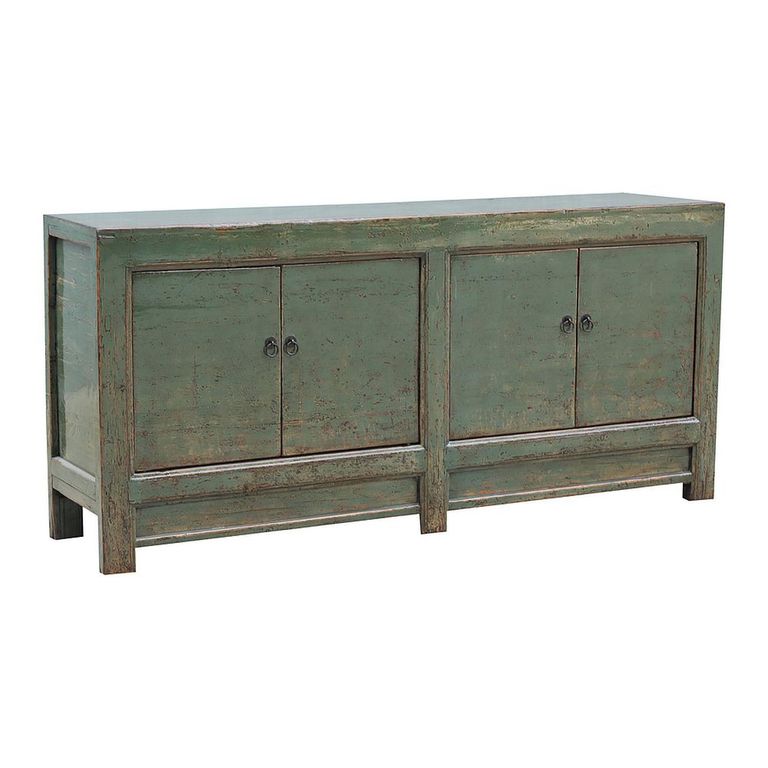 Distressed Sideboard - 4 Door - 190cm - Extra Large - Sage Green - Solid Wood