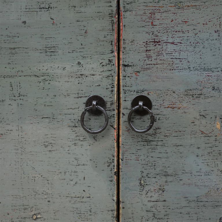 Unique One of a Kind - Distressed Sideboard - 6 Door - 213cm - Extra Large - Sage Grey - Elm Wood