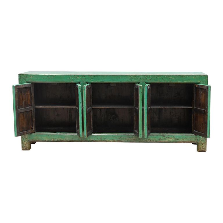 Unique One of a Kind - Distressed Sideboard - 6 Door - 224cm - Extra Large - Vintage Green - Elm Wood