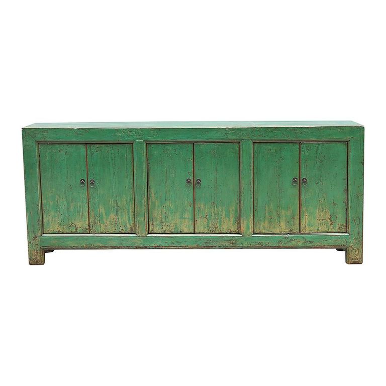 Unique One of a Kind - Distressed Sideboard - 6 Door - 224cm - Extra Large - Vintage Green - Elm Wood