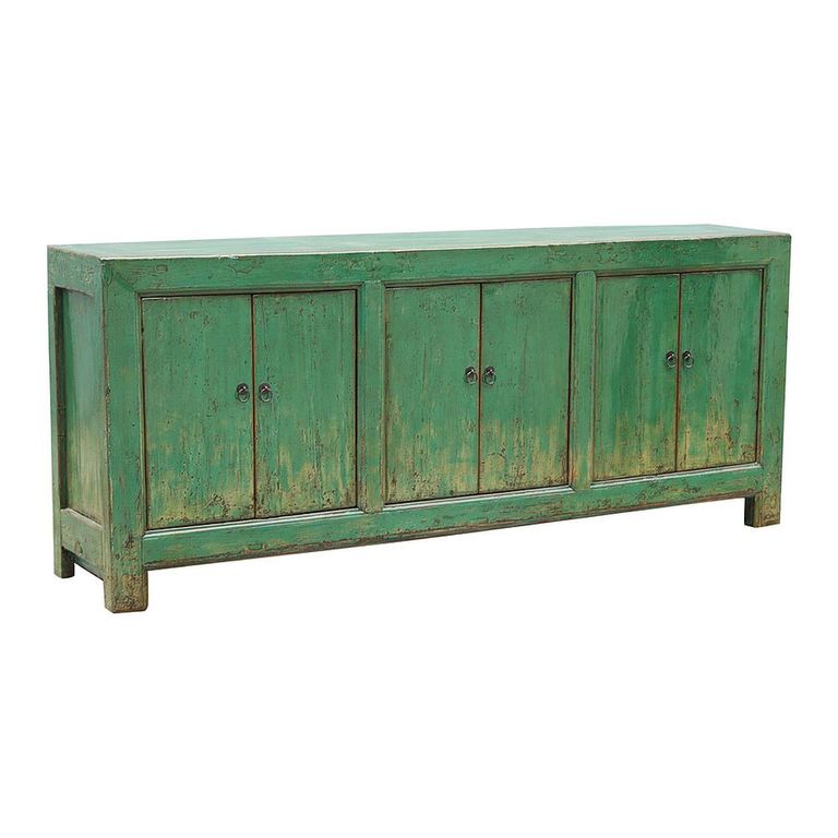 Unique One of a Kind - Distressed Sideboard - 6 Door - 224cm - Extra Large - Vintage Green - Elm Wood