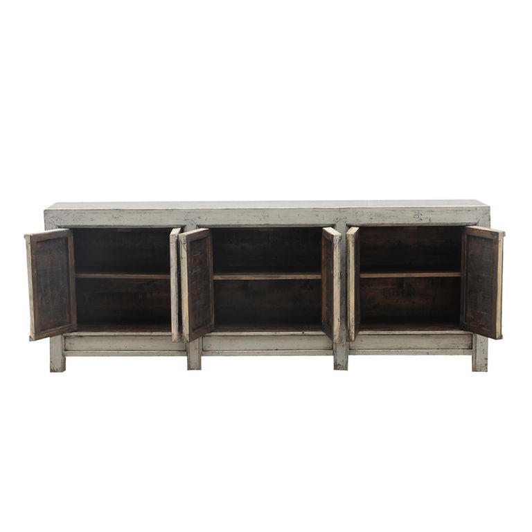 Unique One of a Kind - Distressed Sideboard - 6 Door - 233cm - Extra Large - Grey - Lacquered Pine Wood