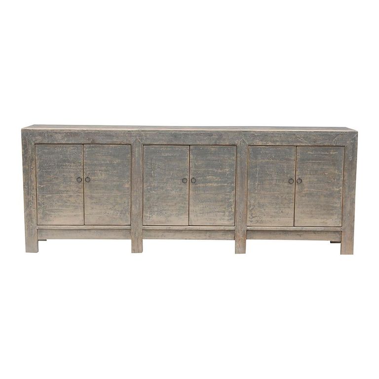 Distressed Sideboard - 6 Door - 236cm - Extra Large - Grey - Elm Wood