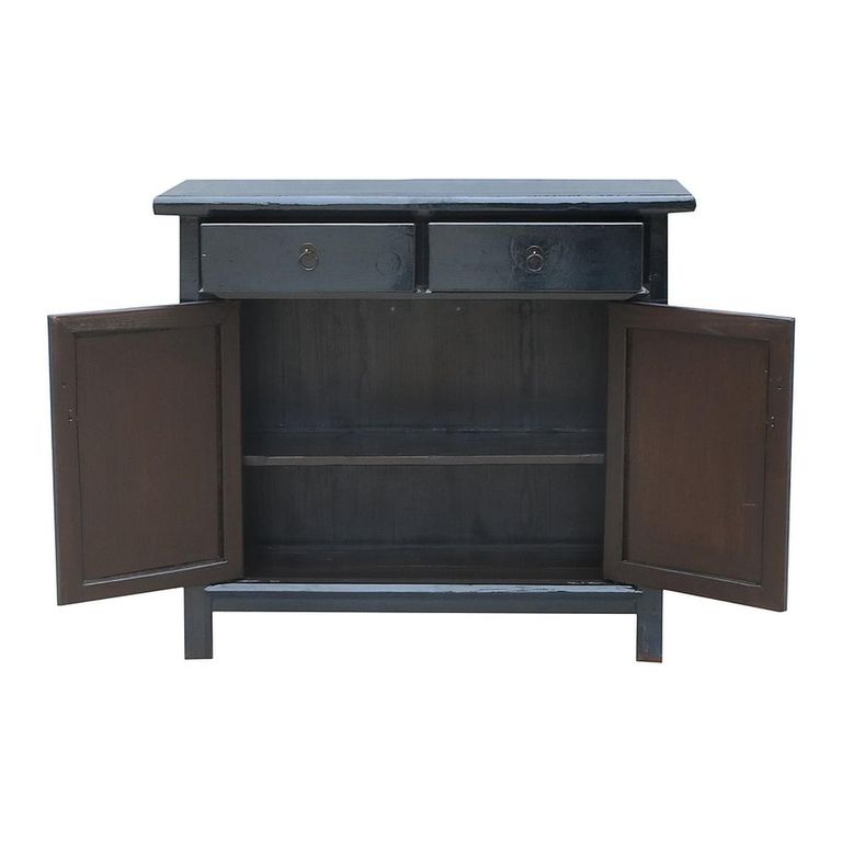 Sideboard - 2 Door 2 Drawer - 106cm - Small - Classic Black - Elm Wood